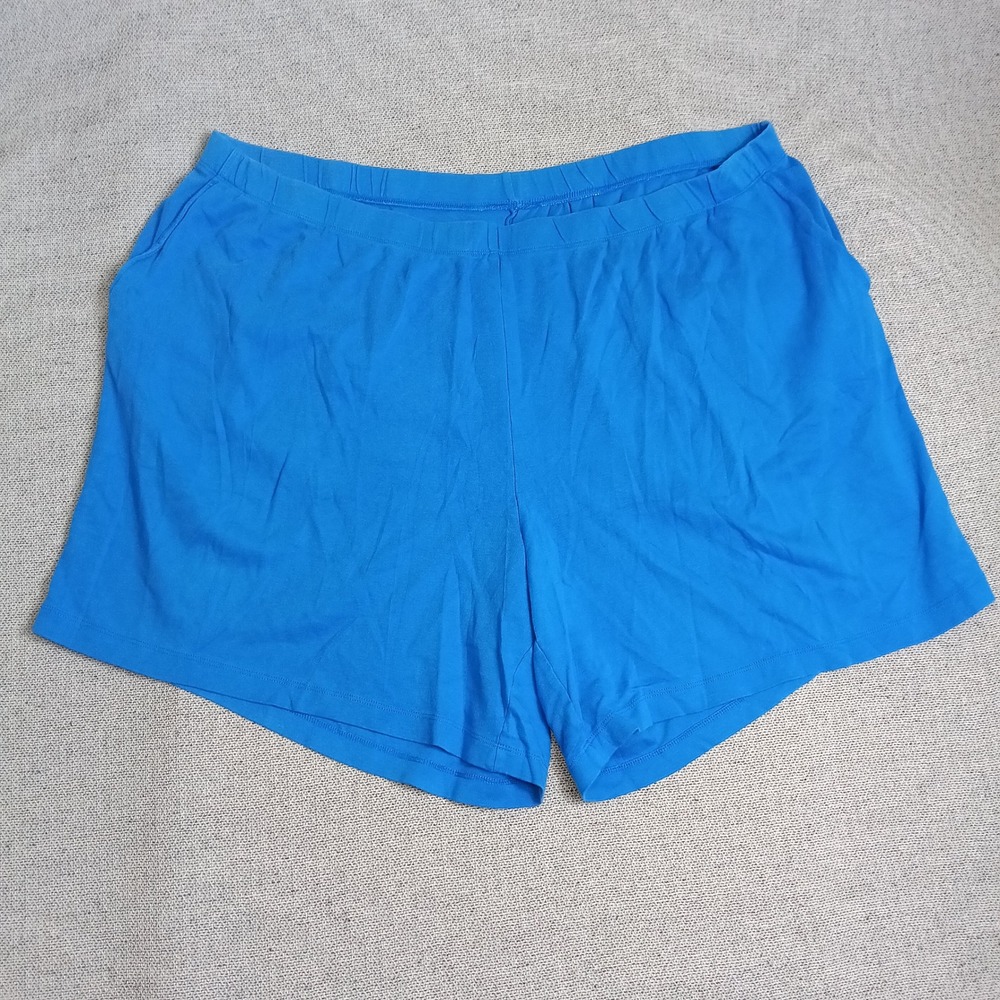 Lands End Sport Knit Shorts Womens 3X Blue Excellent Plus Size Cotton Pockets